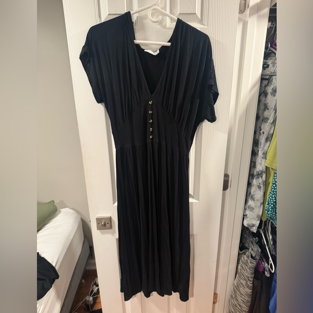 ASOS Short Sleeve Midi Dress in Black